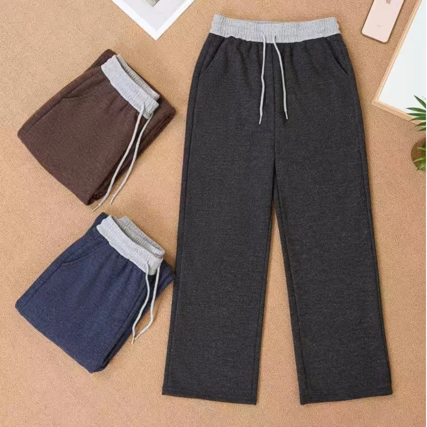 【新疆西藏包邮】秋冬新款抽绳松紧高腰显瘦宽松阔腿裤时尚百搭休闲