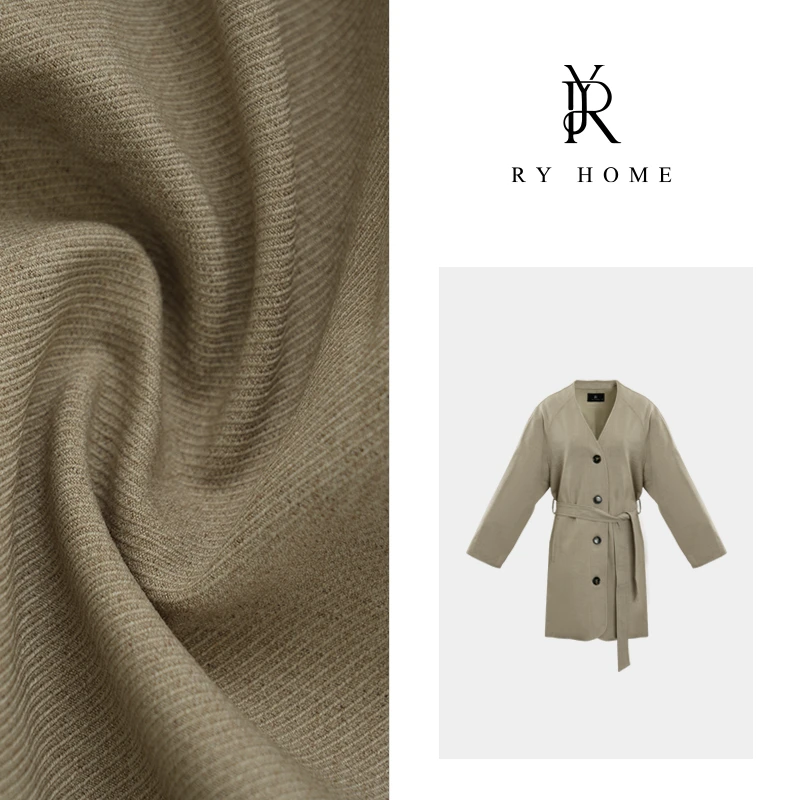 【容雨RYHOME】绵羊毛＋莱塞尔单排扣无领大衣外套W1711