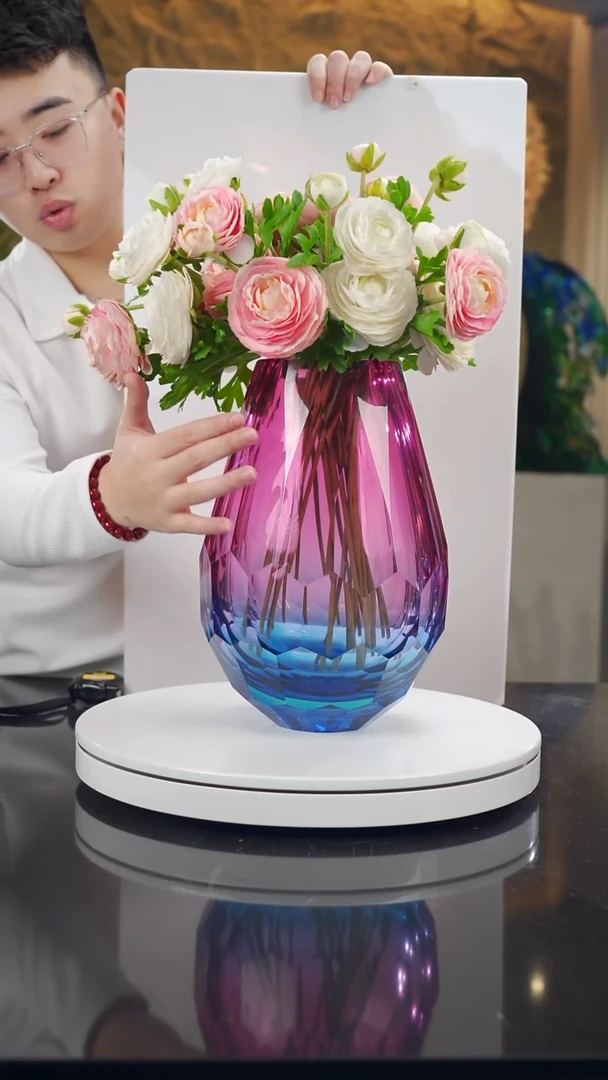 摆件金紫蓝切面花器