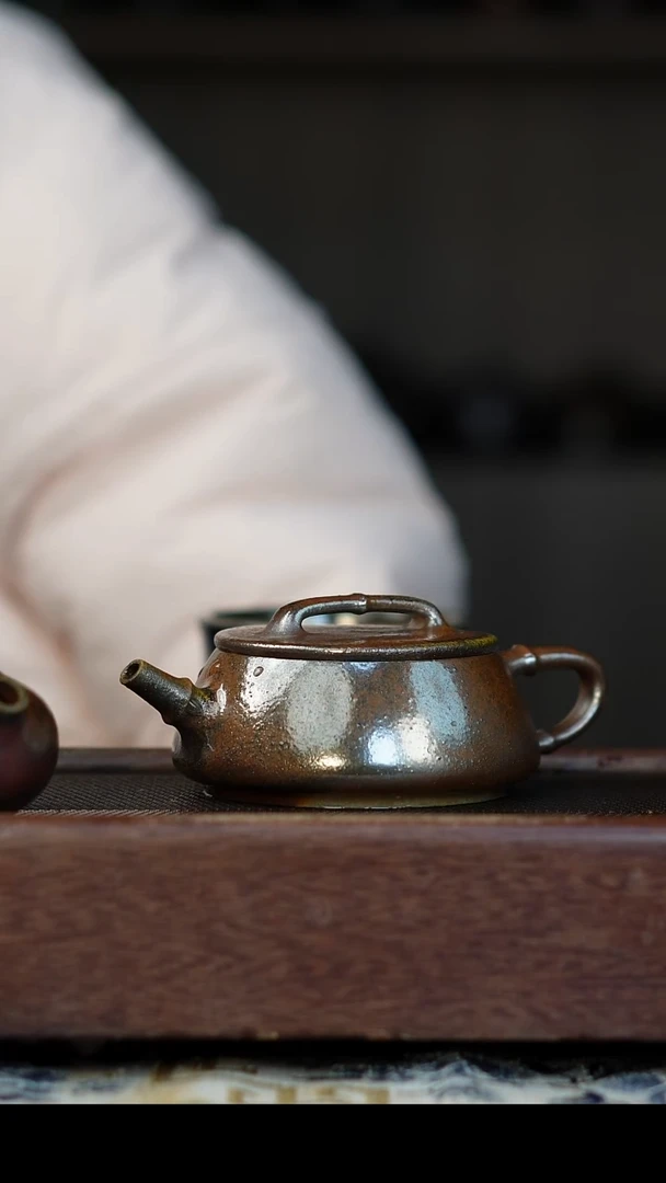 茶壶紫砂柴烧紫砂 天青竹段150cc