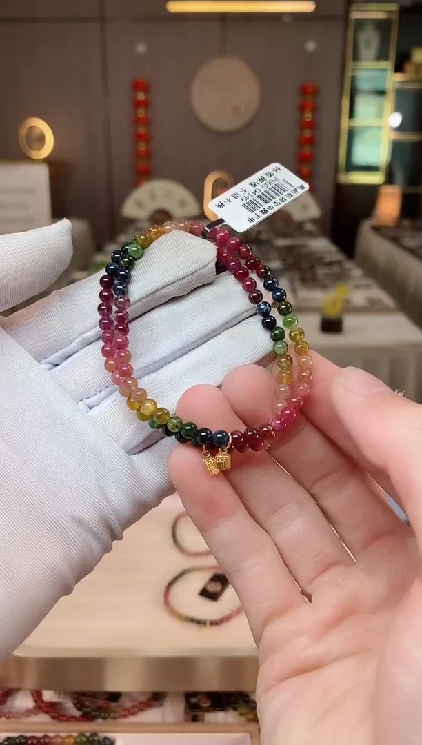 未镶嵌老矿碧玺彩虹单圈手串4mm+碧玺多样性发货一条xion
