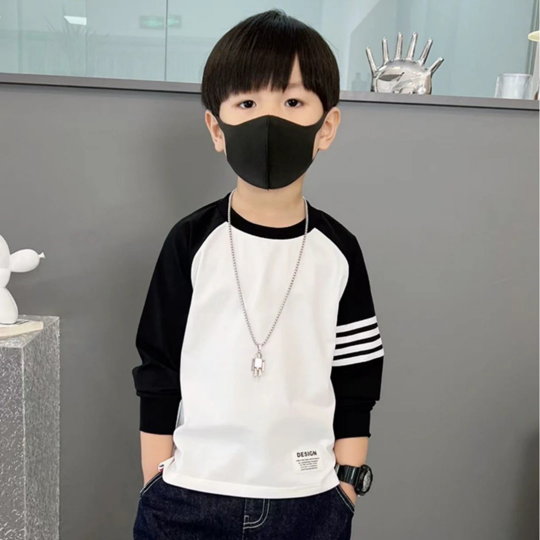 男童长袖T恤春款2025新款儿童纯棉打底衫宝宝外穿上衣男童撞色潮
