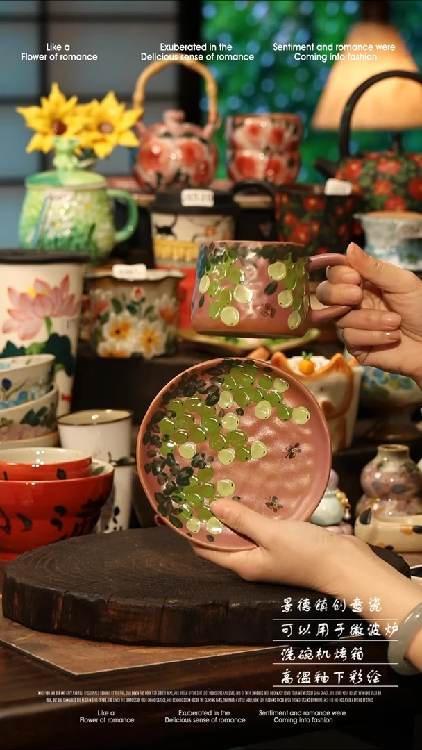 陶瓷景德镇高温釉下彩手工手绘款式@A0017@