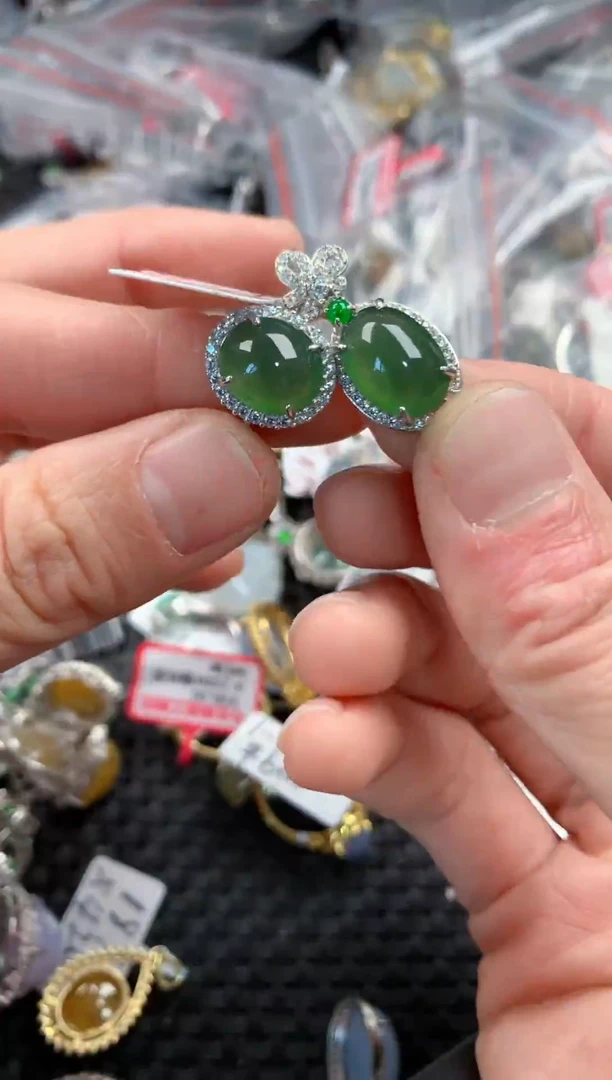 银S925镶嵌戒指翡翠555----7