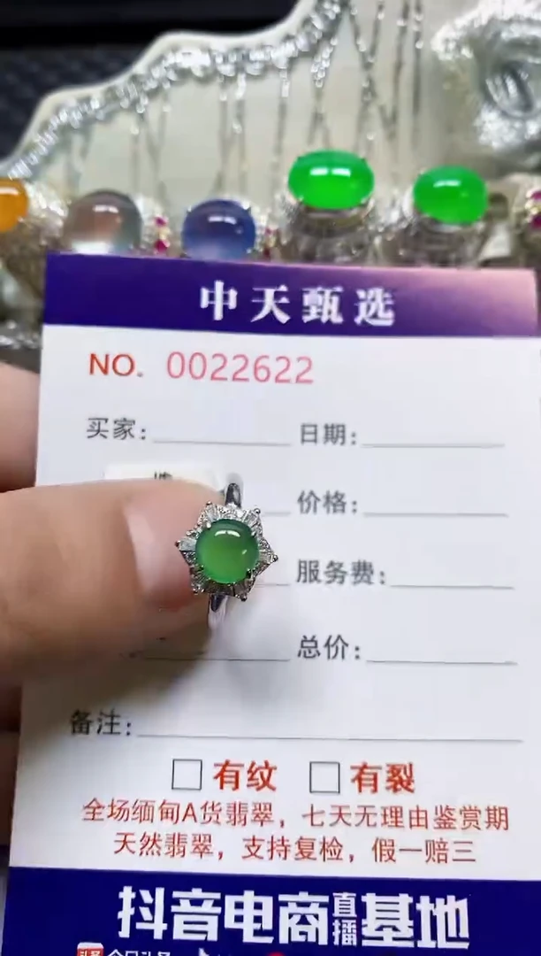 银S925镶嵌戒指翡翠/2622