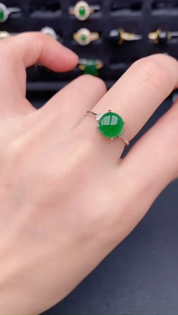 银S925镶嵌戒指翡翠天然a货翡翠141