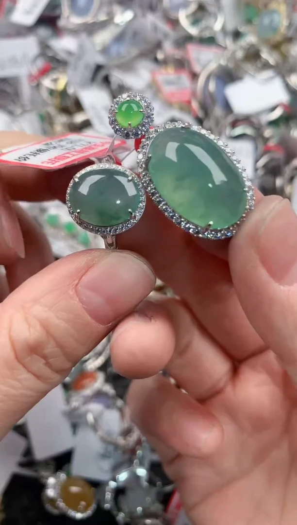 银S925镶嵌戒指翡翠555                  9