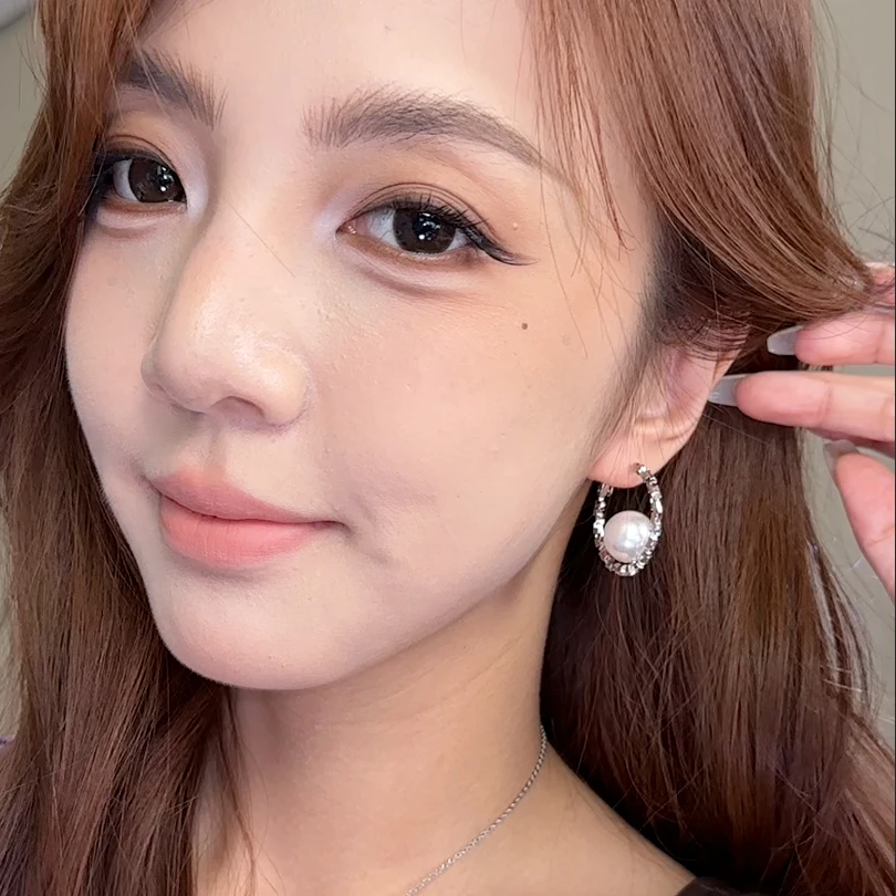 合金仿珍珠耳饰 碎银子珍珠耳环圈圈女2025新款耳圈耳扣独特耳钉