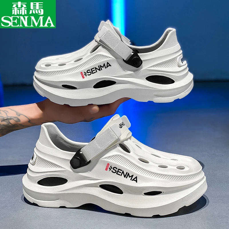SENMA/森马洞洞鞋男士2025夏季新款外穿防滑厚底凉拖透气沙滩凉鞋