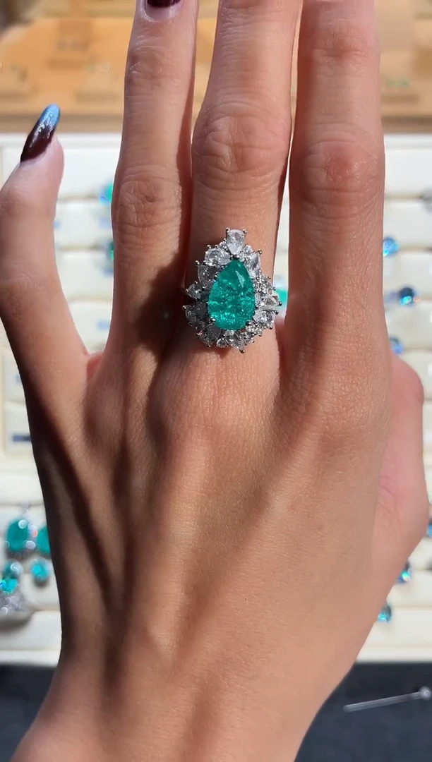 6ct碧玺（处理）无品牌 925银 轻奢感冰裂霓虹电光蓝系列