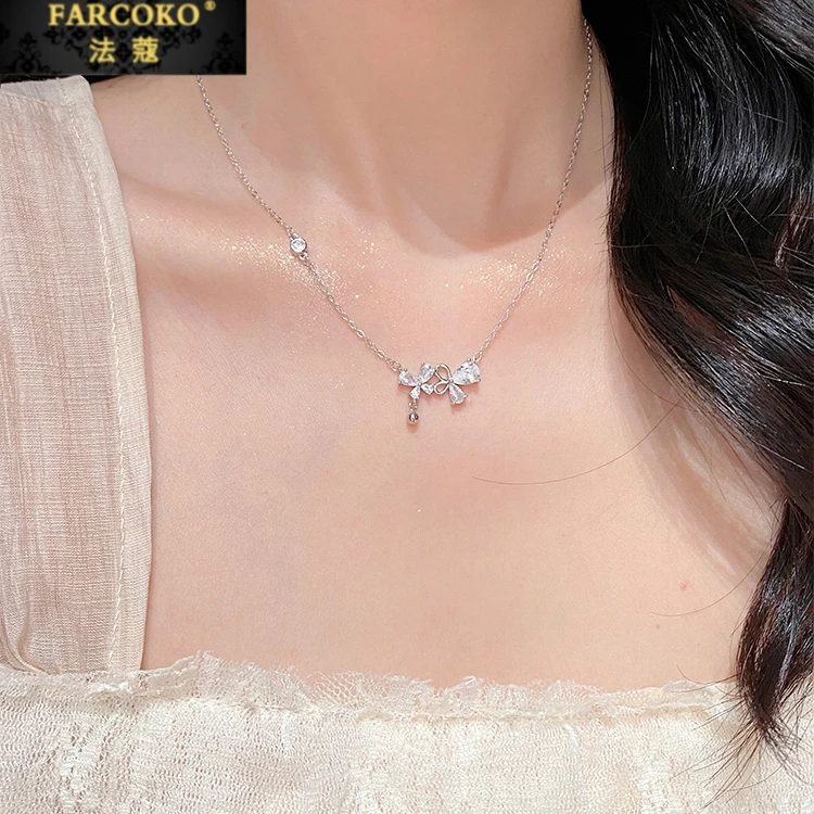 FARCOKO/法蔻 链子足银 梦幻蝴蝶项链轻奢小众设计七夕礼物送女生
