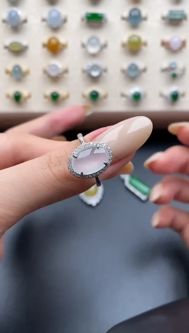 银S925镶嵌戒指翡翠一物一证一礼盒有矿点