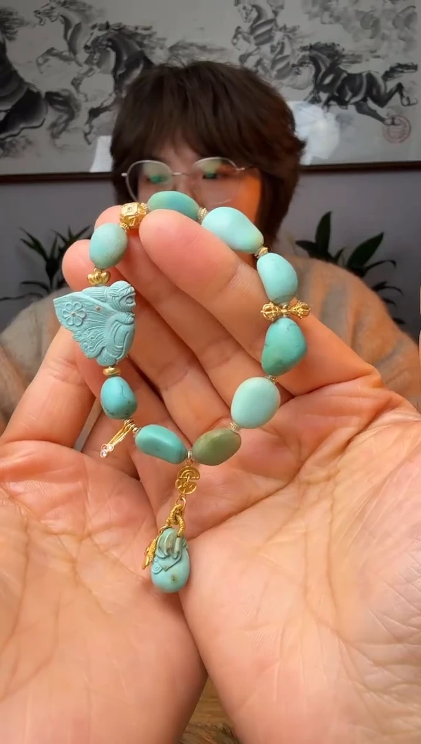 【闪购商品】绿松石手串18K金镶嵌时尚百搭A601