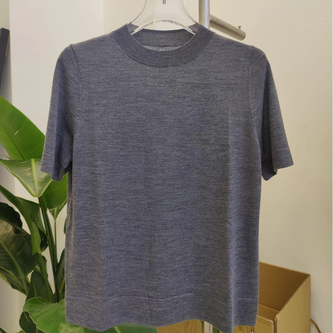 X040-夏款100羊毛60支简约纯色短袖