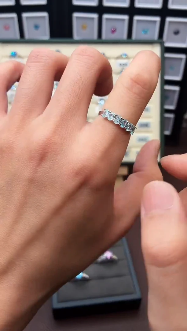 银S925镶嵌戒圈海蓝宝石111