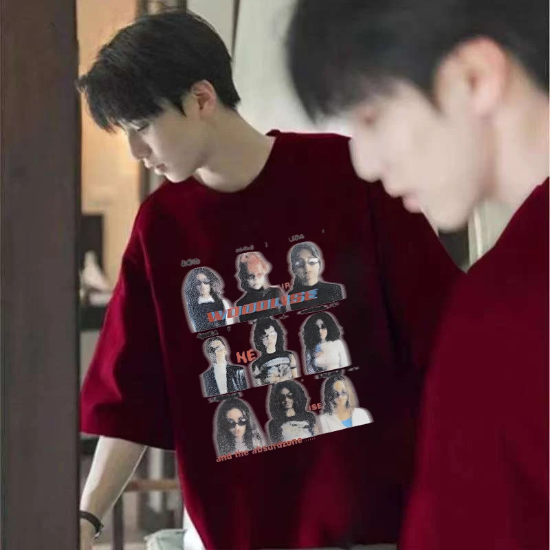 （100%纯棉）夏季新款短袖美式港风潮流印花宽松圆领休闲男生T恤