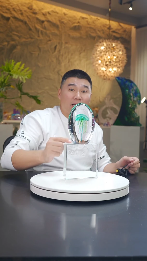 琉璃宝石蓝色水母摆件