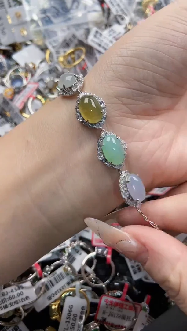 银S925镶嵌戒指翡翠6666 3