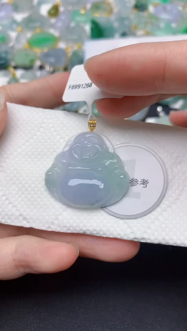 颈饰18K金镶嵌翡翠天然缅甸A货翡翠
