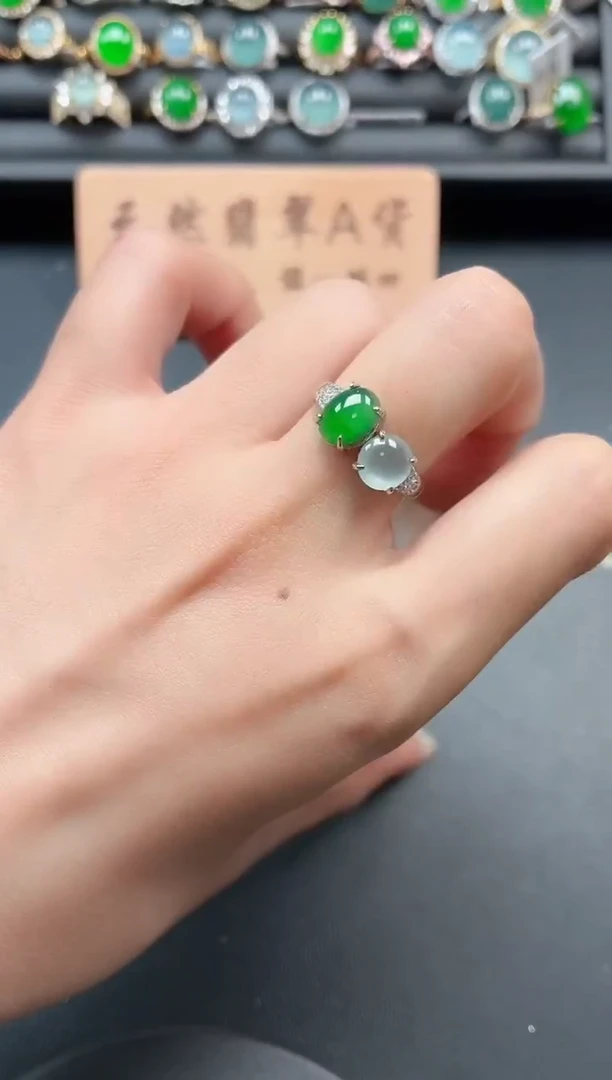 银S925镶嵌戒指翡翠111