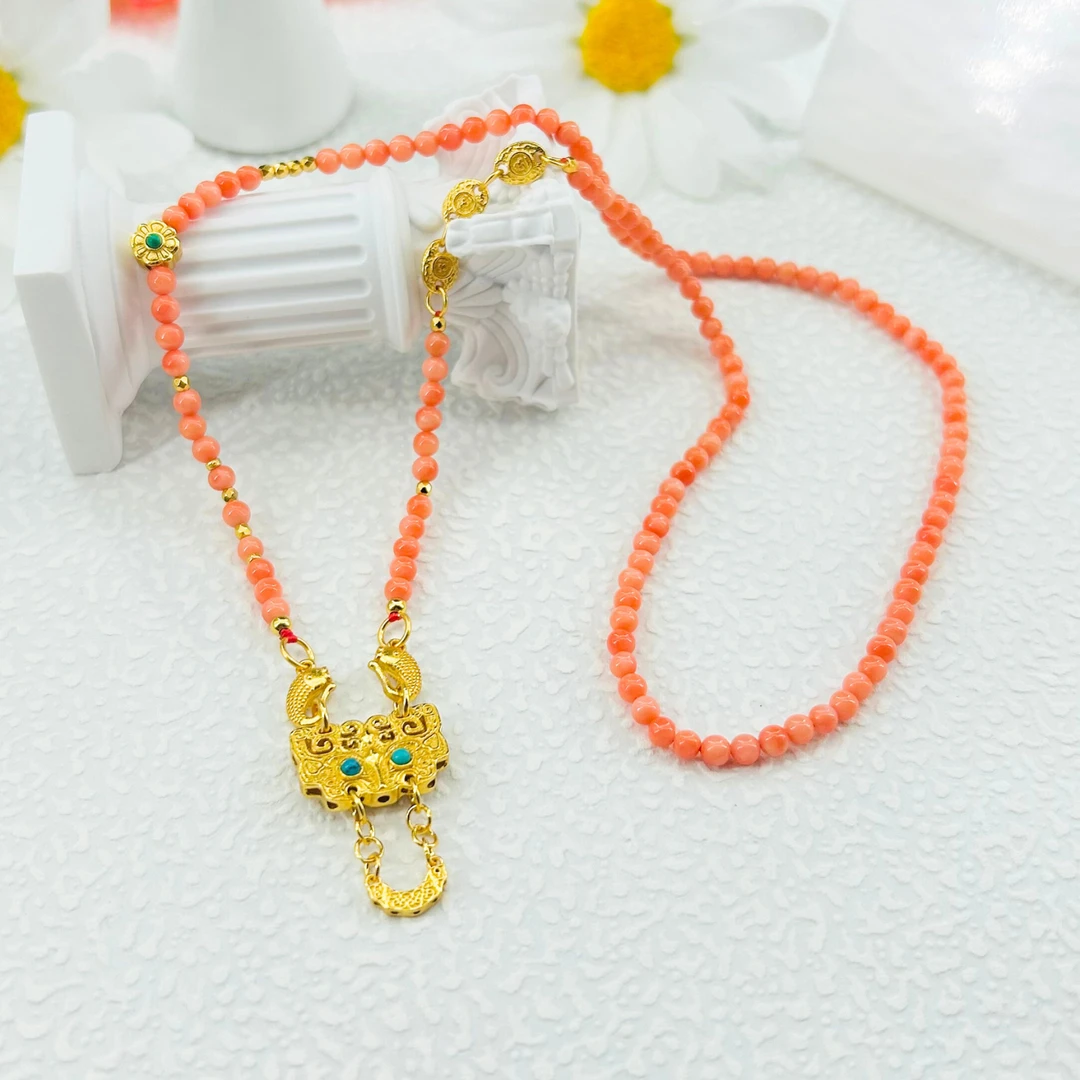 【央广】珊瑚DIY项链 珊瑚约3mm+S925 DIY0010 多样性发货