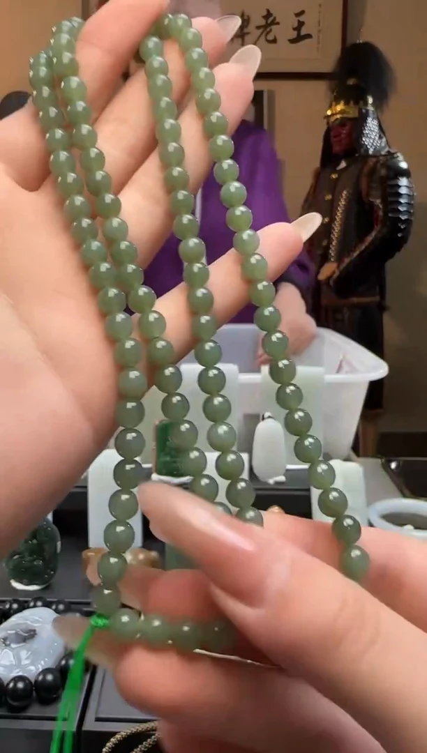 【闪购商品】和田玉且末蓝圆珠未镶嵌长链