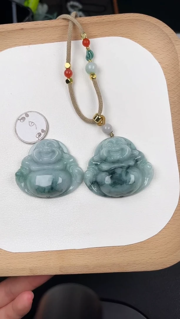 颈饰未镶嵌翡翠翡翠LC035蓝绿飘花中大佛+多样性发其一