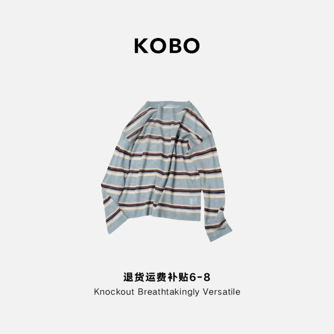 【KOBO】X8817晨雾撞色丨竹节麻100百搭针织衫防晒长袖女运补6！