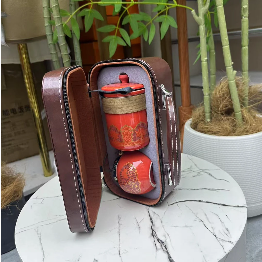 陶瓷古韵旅行茶具快客杯套装定制泡茶便携式车载一壶三杯