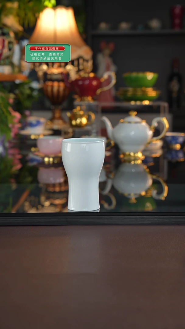 摆件手作高白泥美人杯