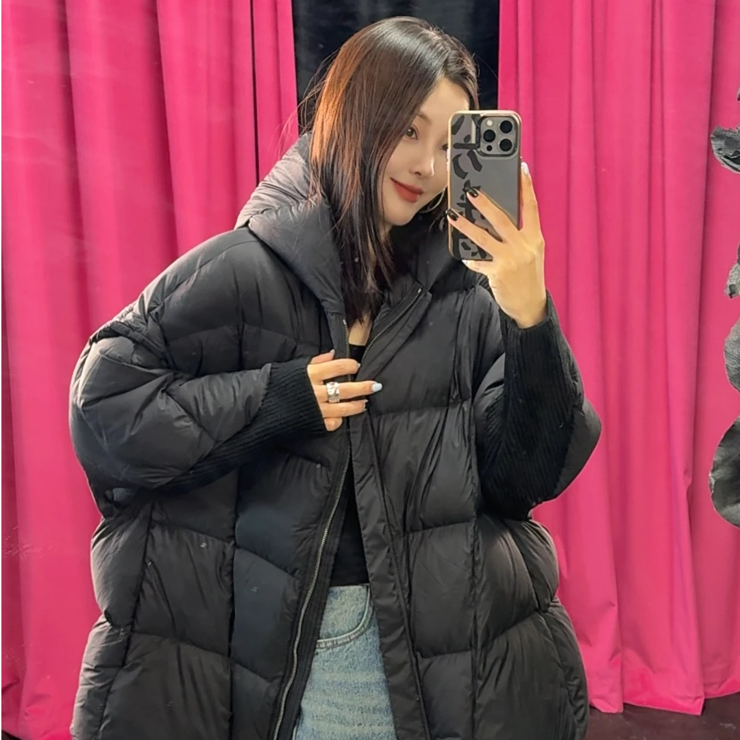 b64 黑色/灰绿短款羽绒服 女