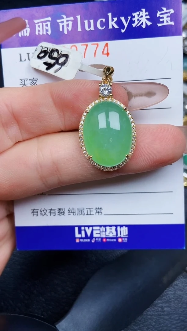 翡翠银S925镶嵌颈饰9774