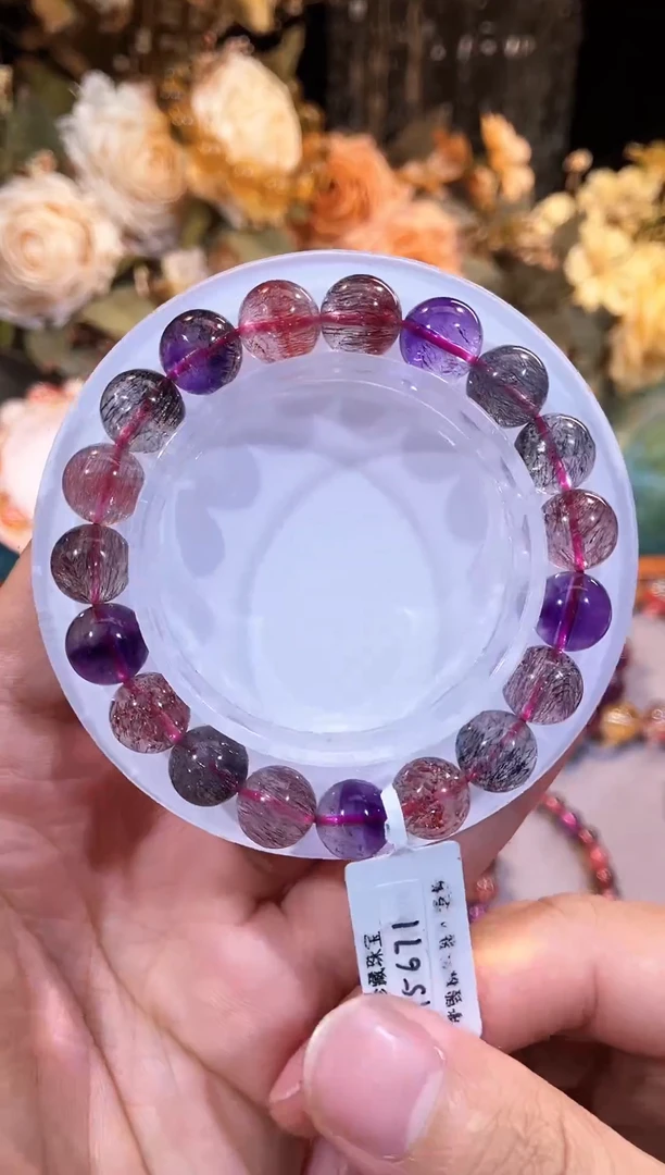 未镶嵌手链水晶浓艳黑加仑超七10m+