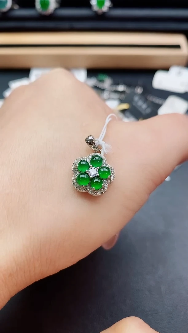 翡翠银S925镶嵌吊坠(赠链)5080