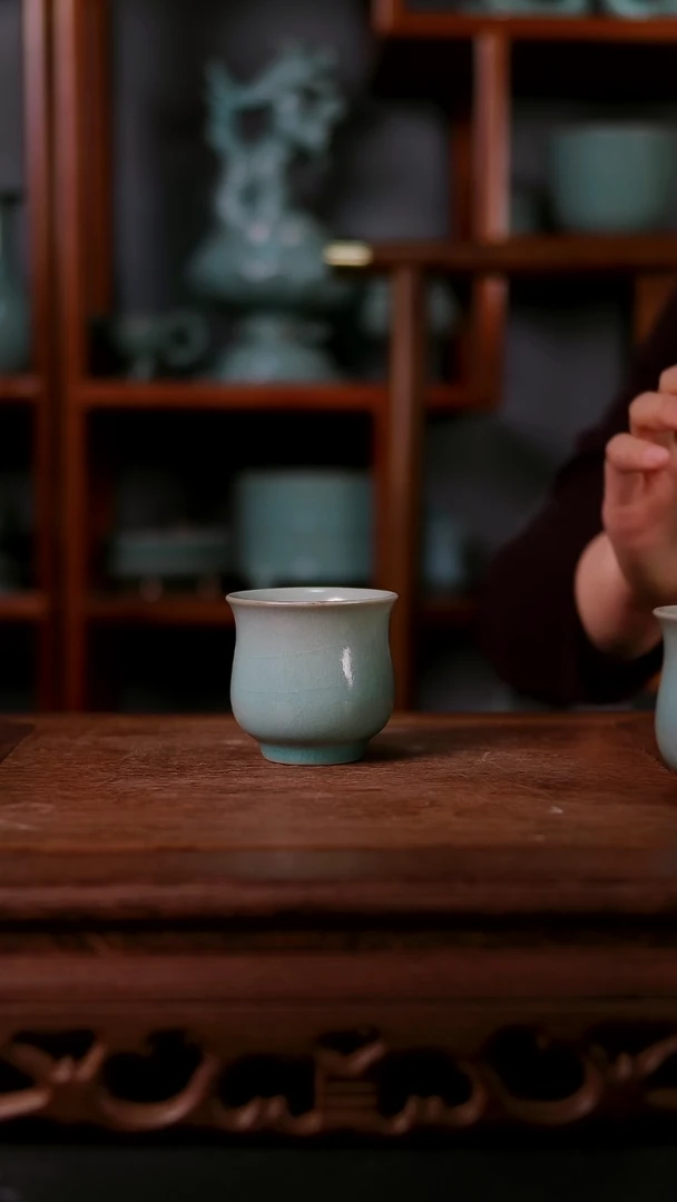 杯子陶一***彤青霁汝窑仿古釉