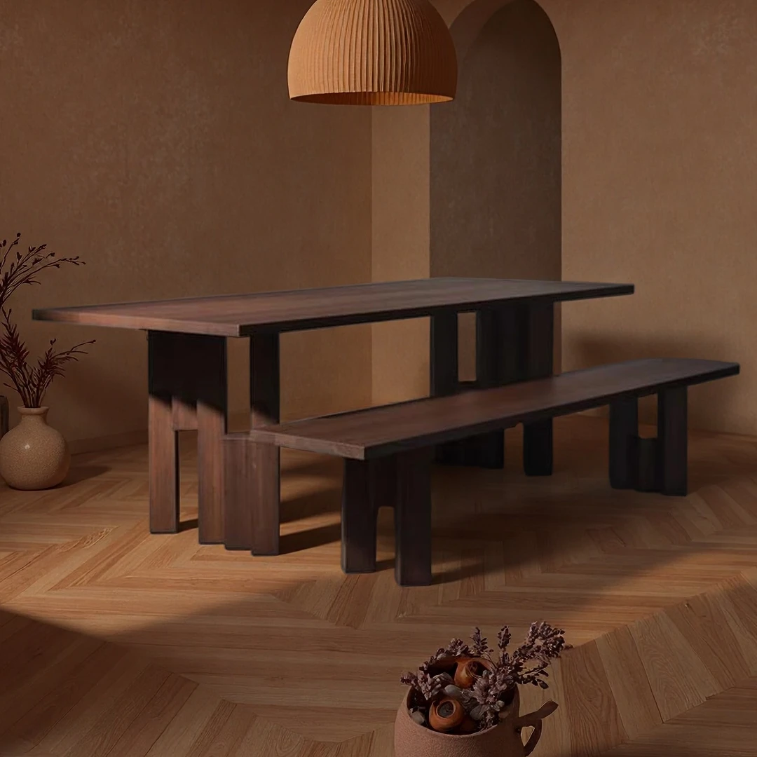 意式极简实木餐桌原木大板洽谈桌接待桌创意茶桌现代设计师工作台