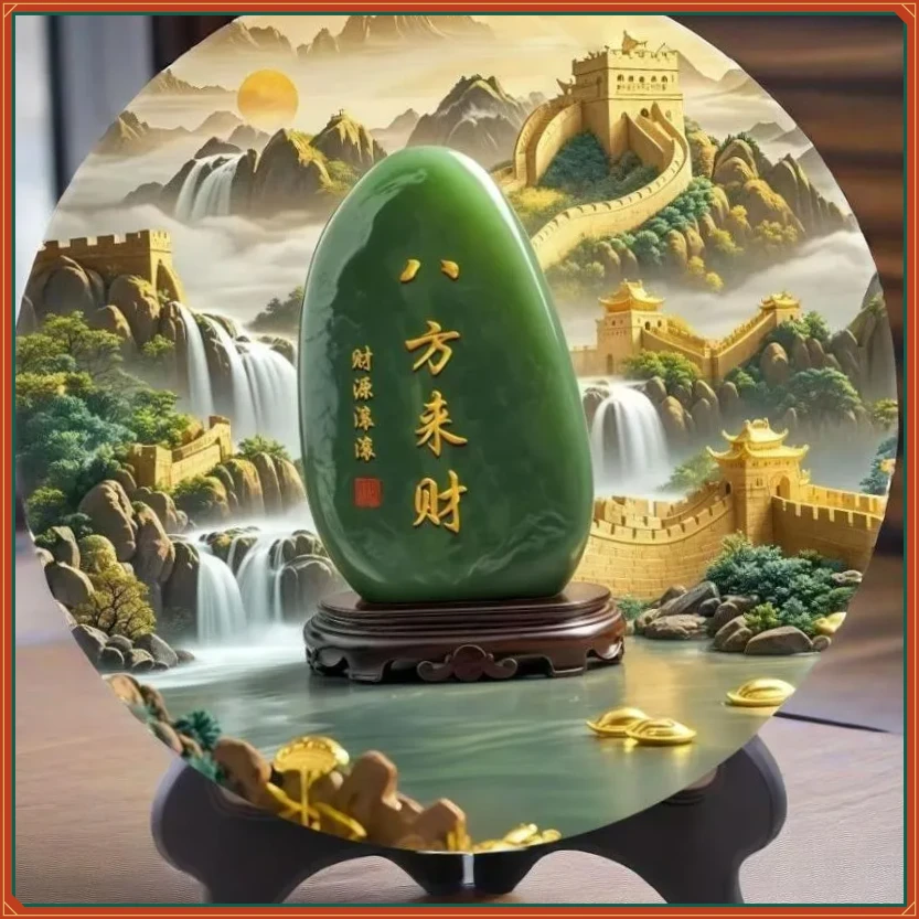 八方来财摆件玉石画靠山DWLW石画摆件招财转运旺宅客厅装饰【鲲鹏】