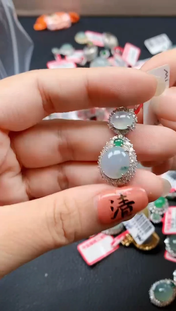银S925镶嵌戒指翡翠天然A货缅甸翡翠