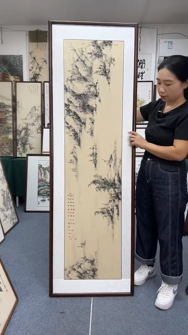 国画57*180实木画框京东包邮手绘