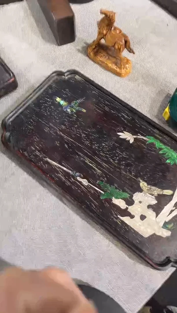 檀香紫檀（小叶紫檀）镶嵌竹子茶盘