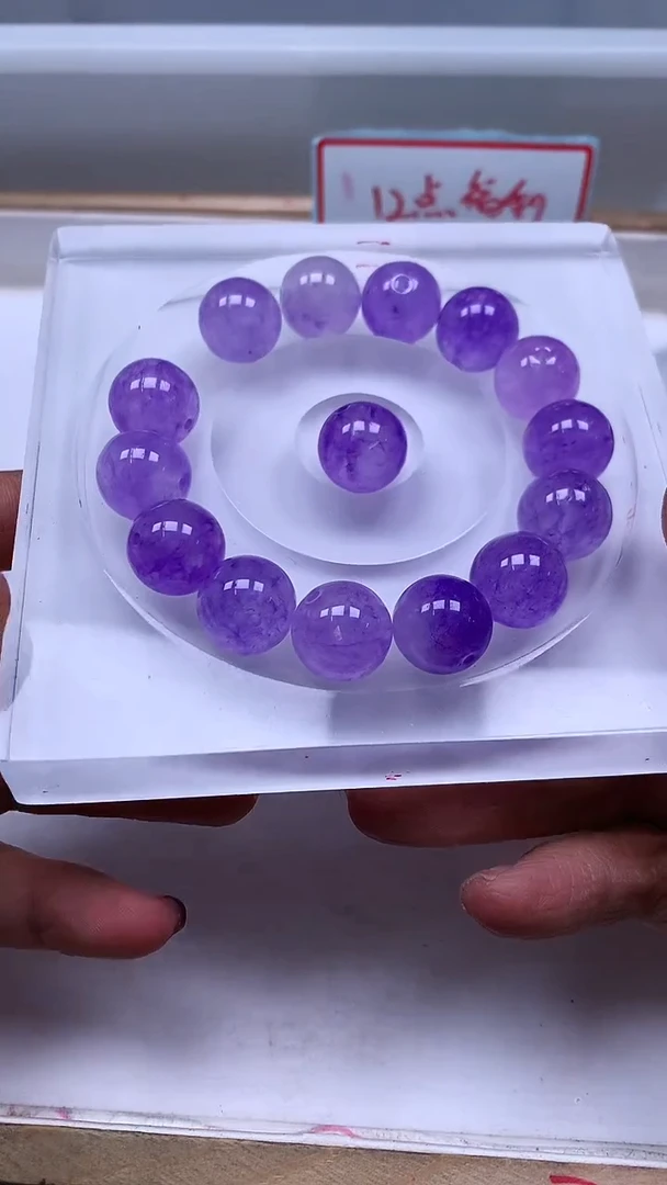 未镶嵌散珠碧玺E688 冰紫碧 玺14mm3个8元