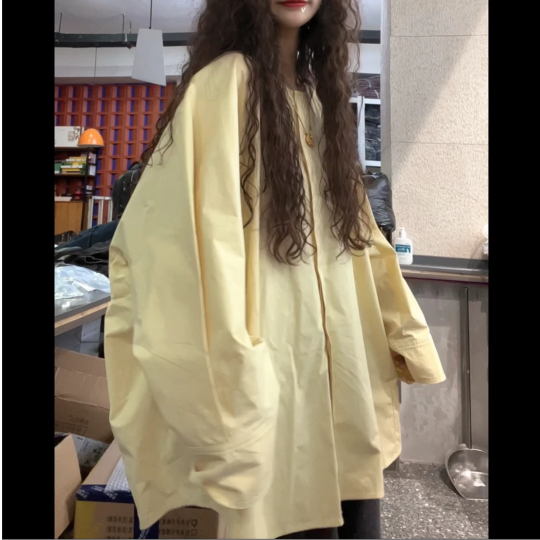 museguhui/木色古汇80660#纯色宽松时尚百搭衬衣小众ins秋季长袖