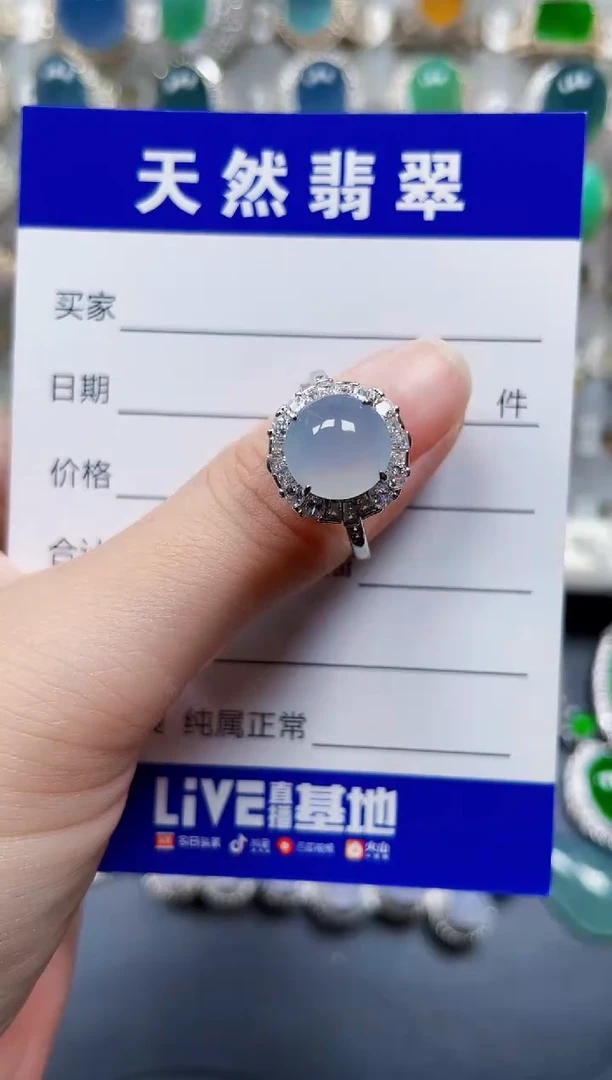 银S925镶嵌戒指翡翠100