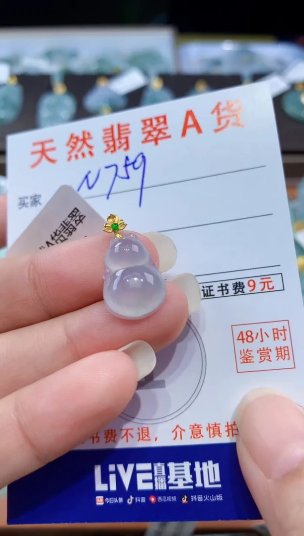 颈饰18K金镶嵌翡翠天然翡翠A货挂件