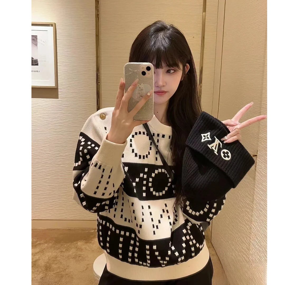 未使用 LouisVuitton/路易威登 针织logo条纹长袖 蓝白/XS