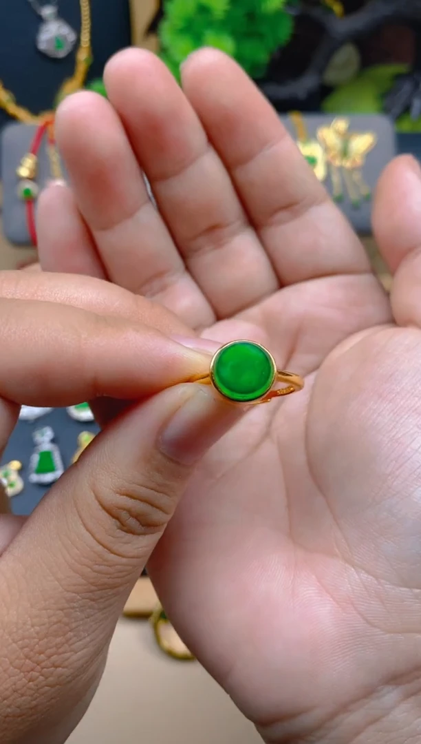 银S925镶嵌戒指翡翠无事牌戒指