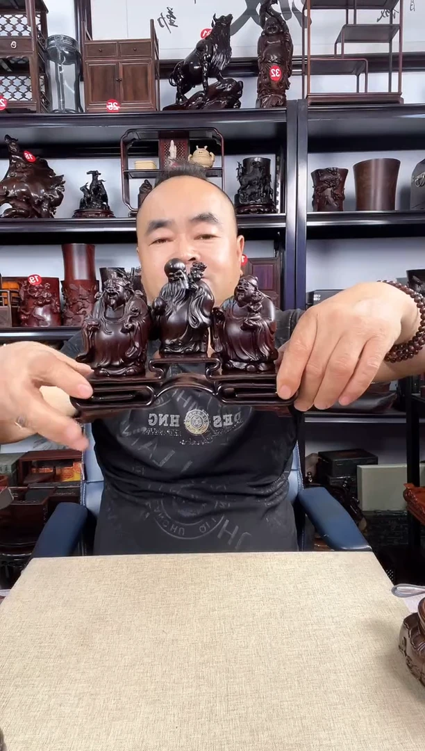 木三连+福禄寿老李红木工艺品