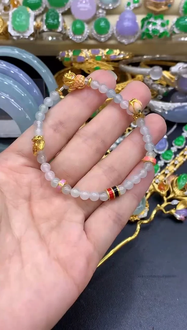 足金镶嵌手链翡翠271-中国好珍宝
