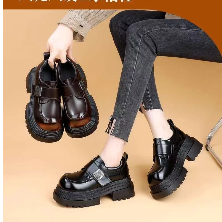 春季系带英伦风日常休闲厚底乐福鞋（非图片款直播间下单）