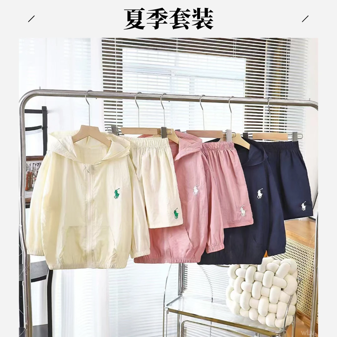 防晒套装夏季男孩连帽2025短裤套装男轻薄韩版女童薄款防晒衣